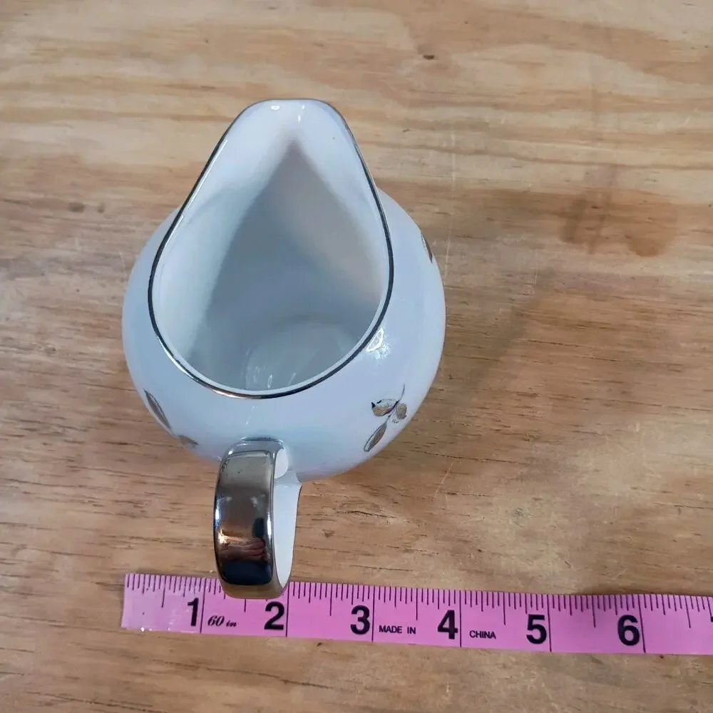 Vintage Seyei Bella Maria Fine China Creamer Pitcher 2129 Japan Platinum Trim